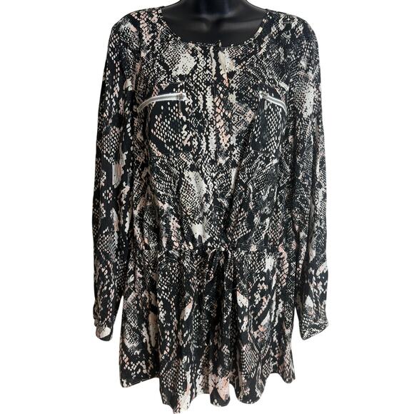 INC International Concepts Tops - INC International Concepts Blouse 14 Snake Print Drawstring Waist Long Sleeve